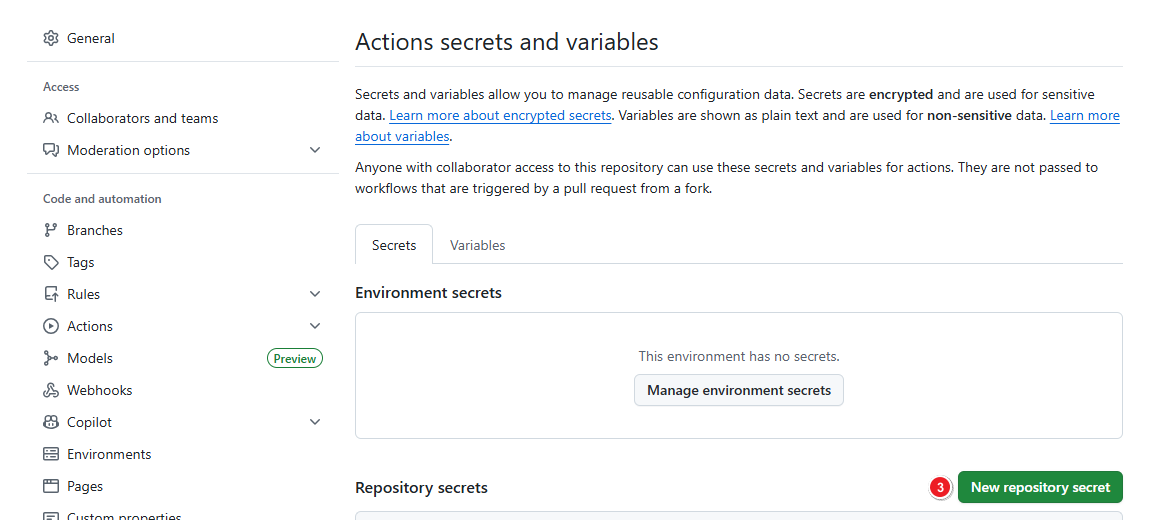 GitHub Repository Secrets